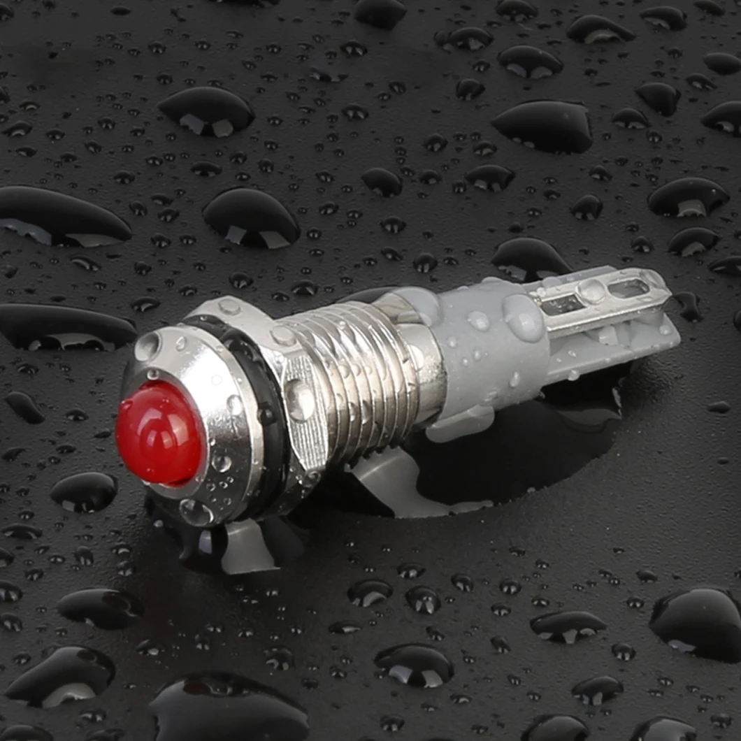 ABILKEEN 20PCS IB8S 8MM Mini LED Indicator Light Flat/Ball Head Metal Industrial Pilot Lamp and 2Pin Solder Terminal 6V/24V/220V