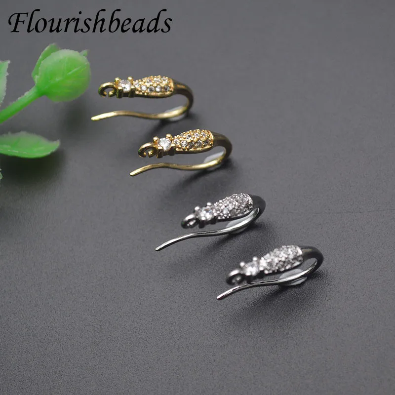 

30pcs/lot Gold Plated Paved CZ Beads Ear Wire with Loop Jewelry Findings for DIY Dangle Earring