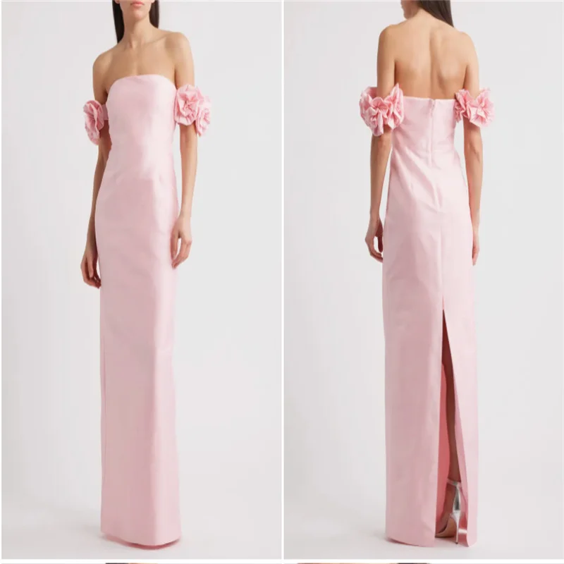 

Pink Simple Party Dresses 2025 Strapless Women's Dresses Trend 2025 Evening Dresses for Special Occasions With Flowers Customize
