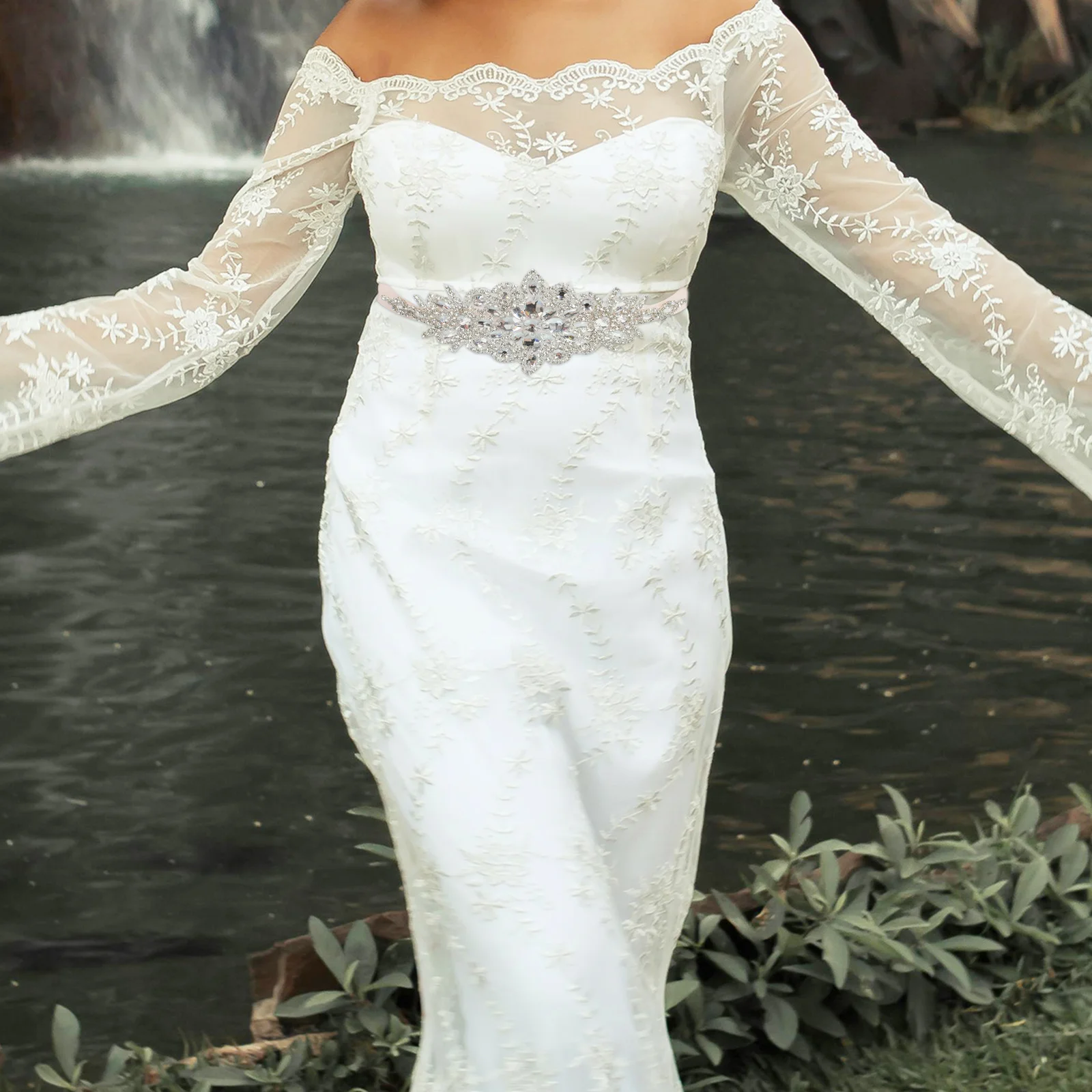 Sabuk Kristal Berlian Imitasi yang Dapat Disesuaikan untuk Gaun Pengantin Gaun Malam Ikat Pinggang Pengantin Wanita Pakaian Formal Aksesori Dekoratif