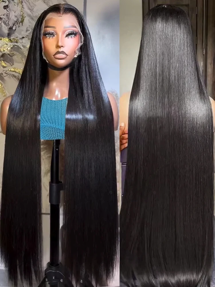 

Snwprin Bone Straight 40 Inch 5x7 Glueless Human Hair Wigs Ready to Wear Preplucked 360 Lace Frontal Wigs Human Hair 180 Density