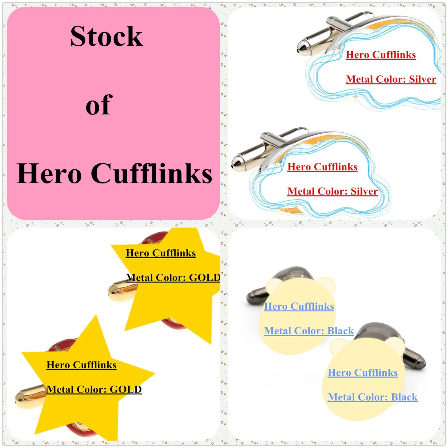 Lots of Styles TZG Factory Hero Cufflink Mens Cuff Links 1 Pair Leave Message for What Styles to Buy
