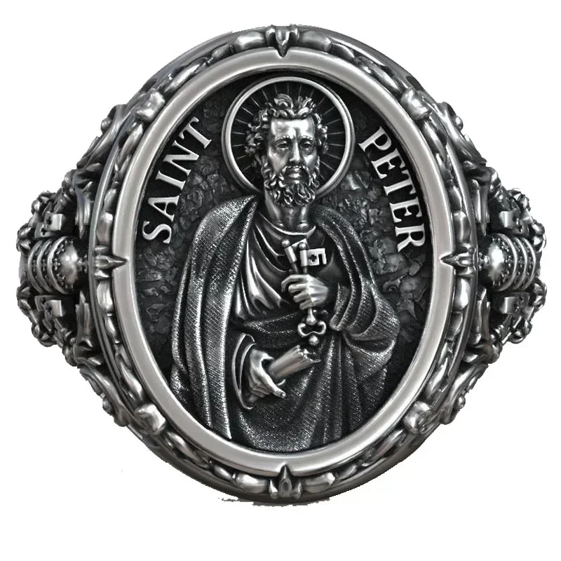 15g Saint Peter Apostle Keys of Heaven Shield Christian Signet Gifts  Customized 925 SOLID STERLING SILVER Many Sizes Rings sz6-