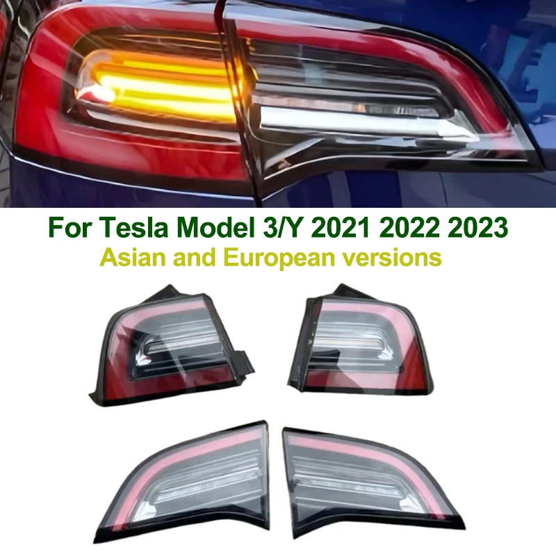 

Для Tesla Model 3/Y светодиодный задний фонарь в сборе, задний фонарь, новый внешний светодиодный задний фонарь, стоп-сигнал 1502086-00-B 1502088-00-B 2021-2023