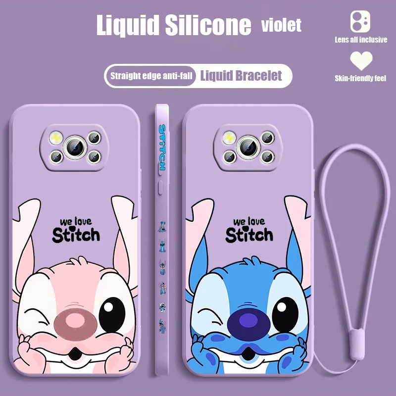 

Disney Stitch Couple For POCO M5S M4 M3 C55 C50 C40 C3 X5 X4 X3 X2 F5 F4 F3 Pro GT NFC Liquid Left Rope Phone Case