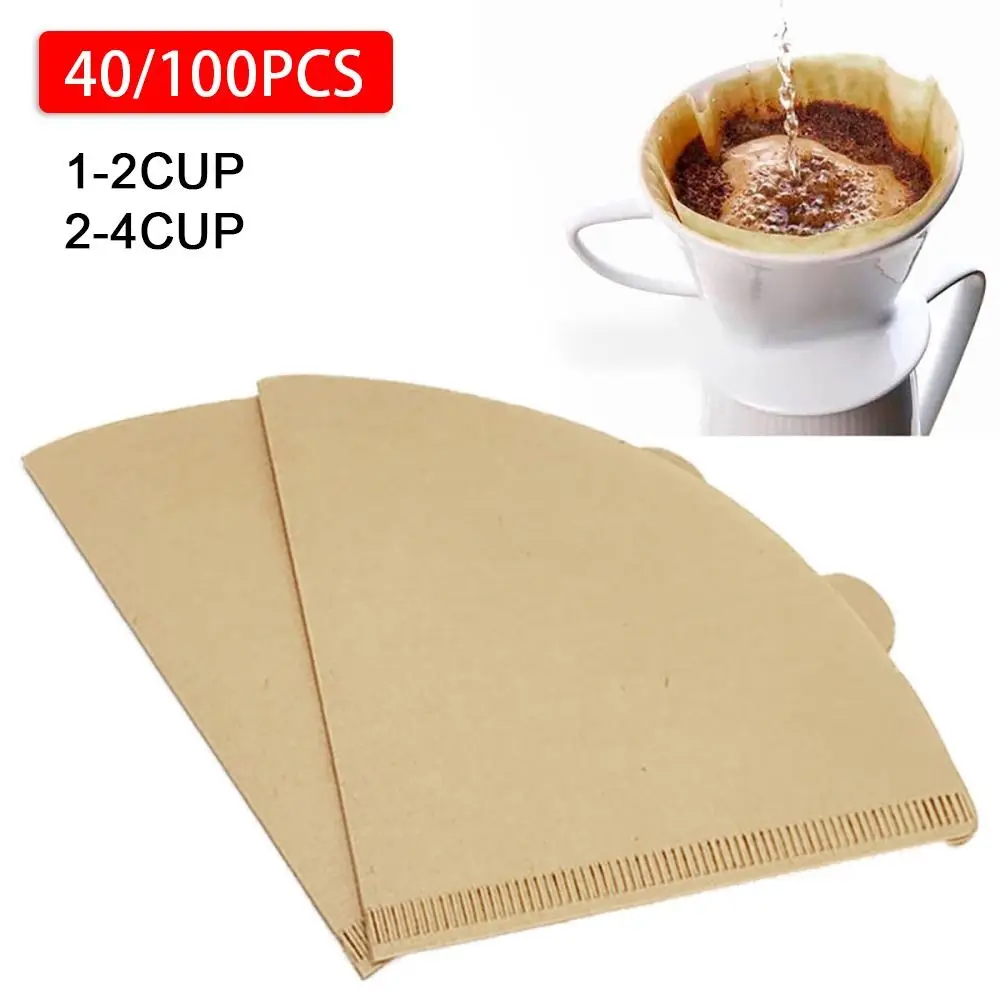 40/100Pcs Filter Paper Hand-brewed Coffee Special Conical Wood Pulp Portable Pull-out Drip Filter Paper Household Cafe Tools