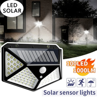 100 LED Wall Lights Outdoor Waterproof Solar Lamp PIR Motion Sensor Solar Powered Sunlight Street Light for Garden Decoration