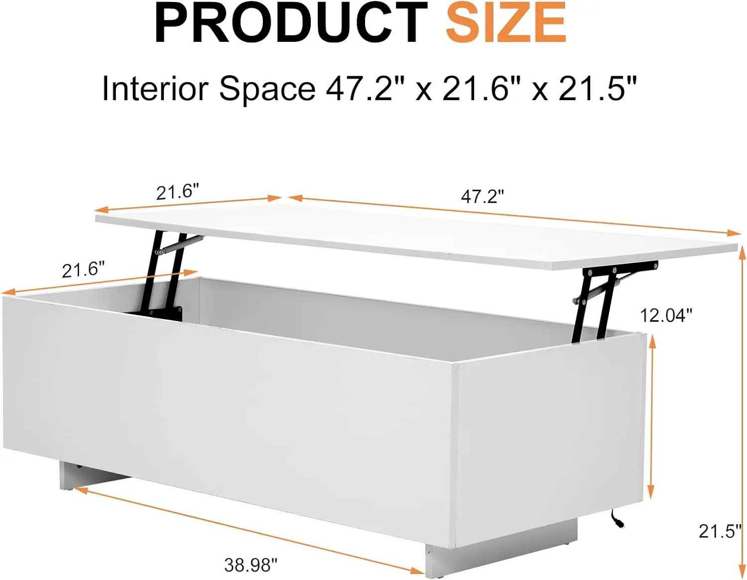 High Gloss Lift Top Table with Led Lights, Led Coffee Table with Storage Shelf and Hidden Compartment