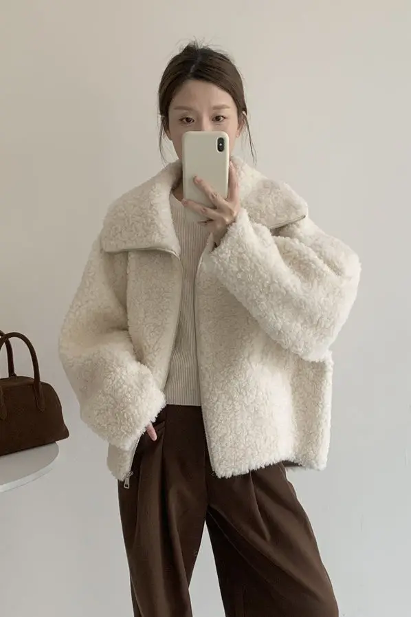 Lamb Wool Coat 2025 Autumn and Winter Loose Casual Plus Velvet Padded Women's Mao Mao Coat