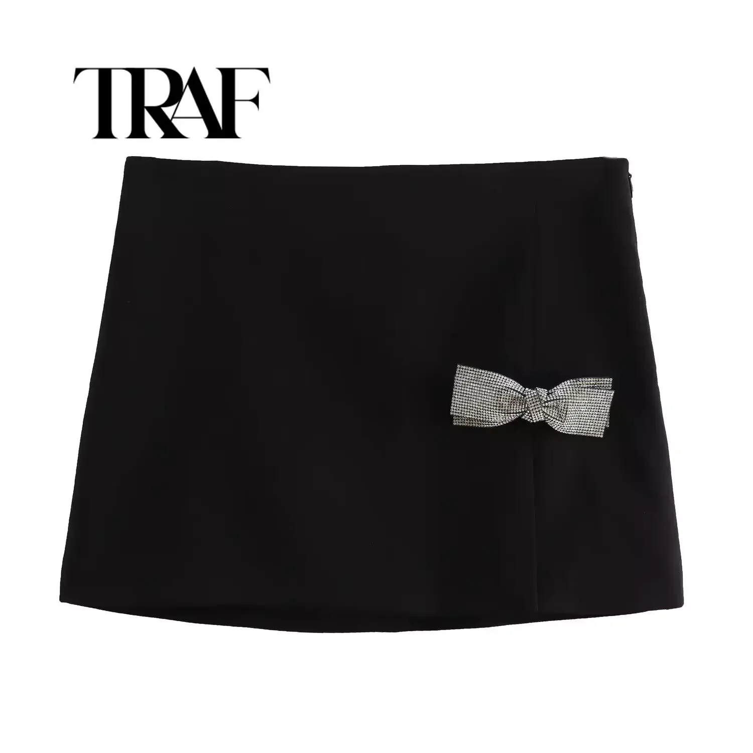 TRAF-Mini Saia de Cintura Alta Feminina, Saia Arco Elegante, Streetwear Luxo, Saias Designer, Primavera, Verão, Nova