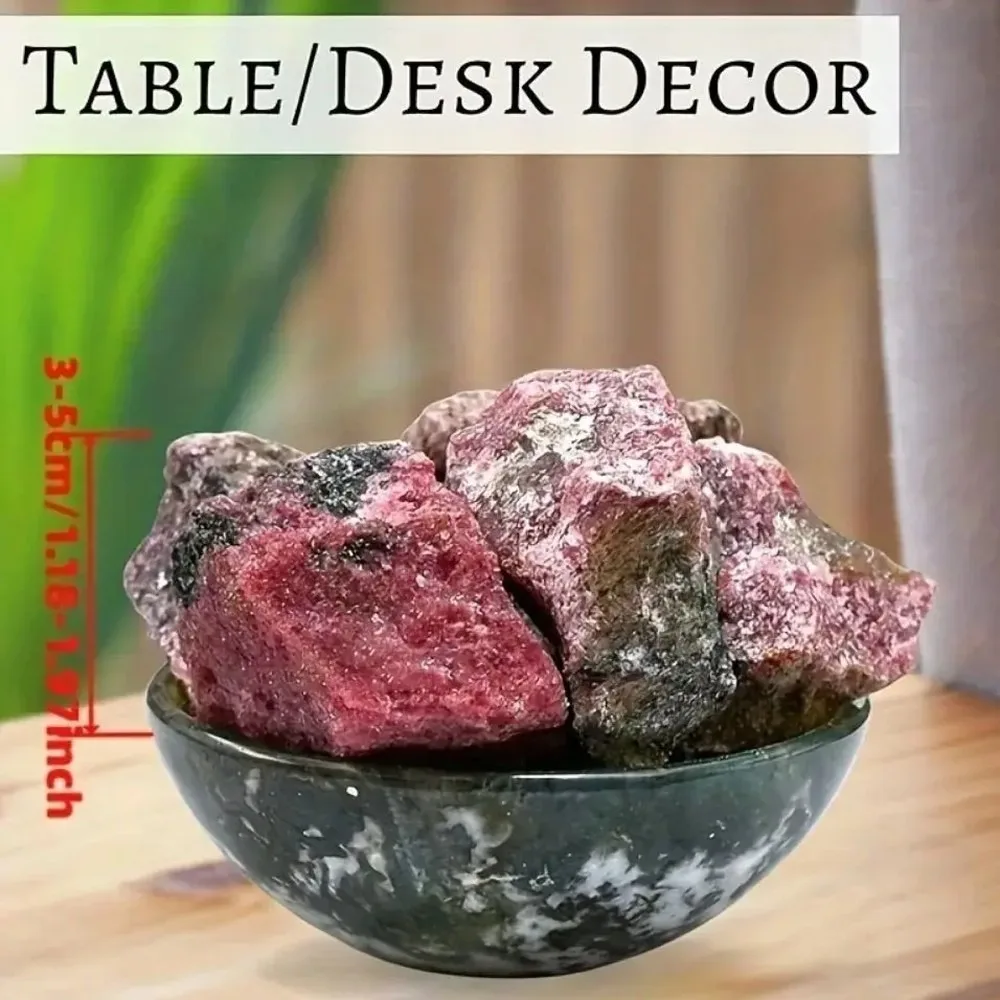 Natural Rhodonite Raw Stone & Clear Quartz Specimen for Aquarium, Garden, Reiki Healing, Spiritual Wicca Crystal Gift