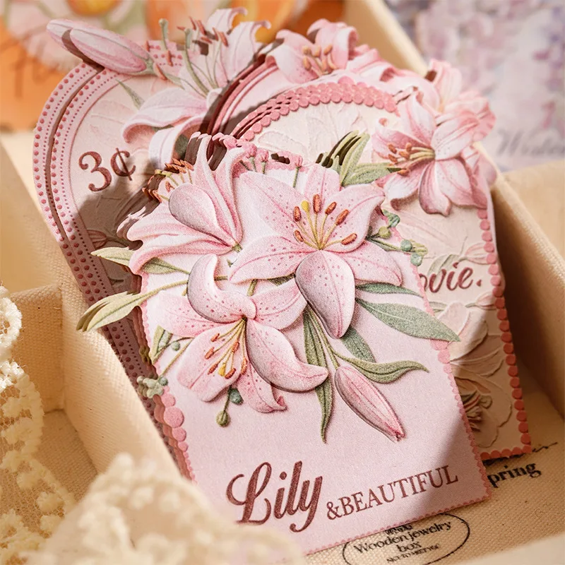 Imitation 3D Relief Sticker Pack Floating Floral Note Series DIY Journal Scrapbook Collage Decor Stickers