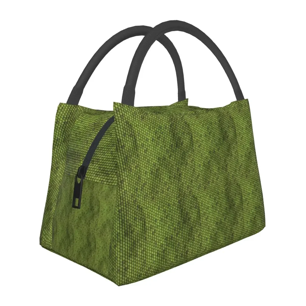 Green Lizard Skin Pattern Design Insulated Lunch Bag for School Bento Storage Food Boxes Portable Cooler Thermal Lunch Box Tote