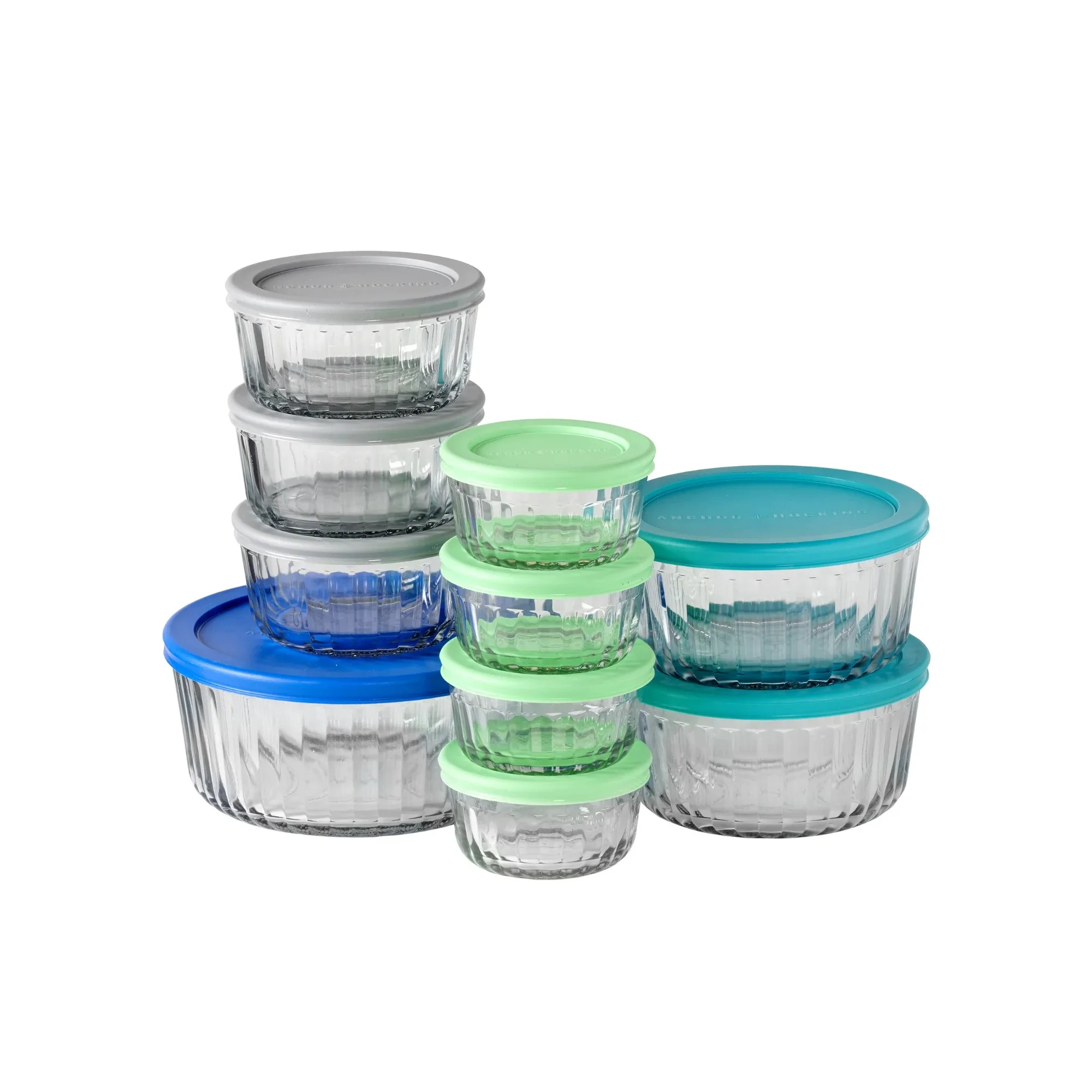 

Sculpted Glass Food Storage Containers with Lids, 20 Piece Set