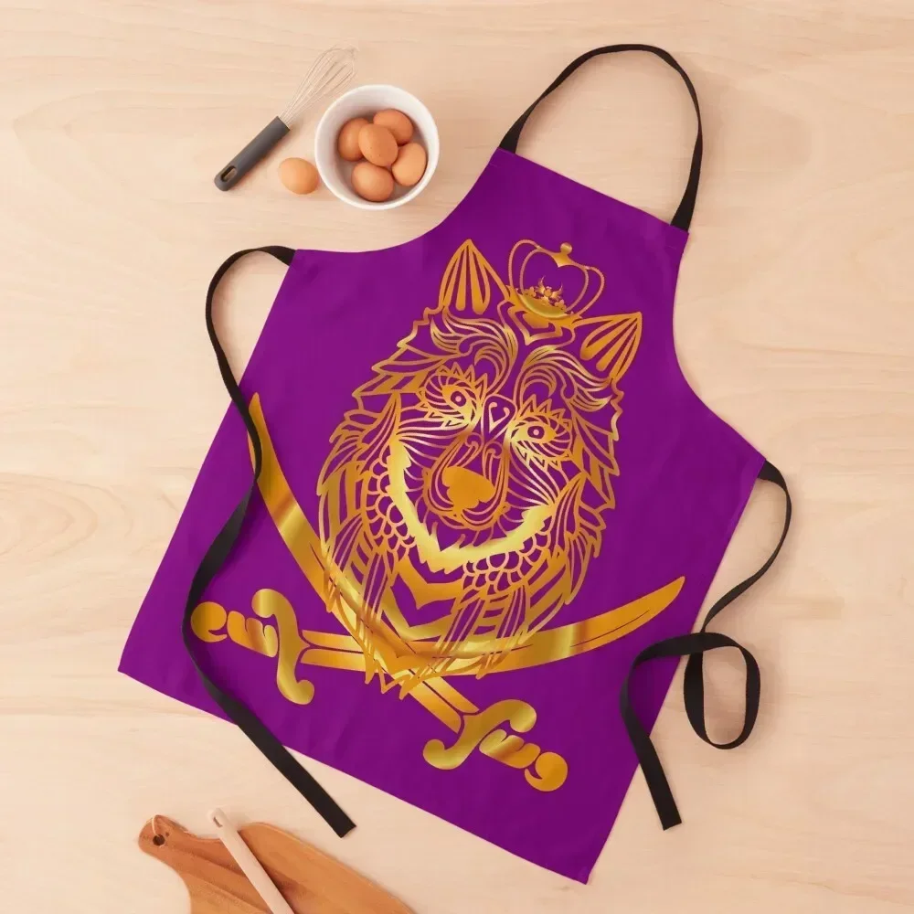 

Golden Wolf / Purple BG Apron kitchen utensil Teacher Kitchen Handle For Women Apron