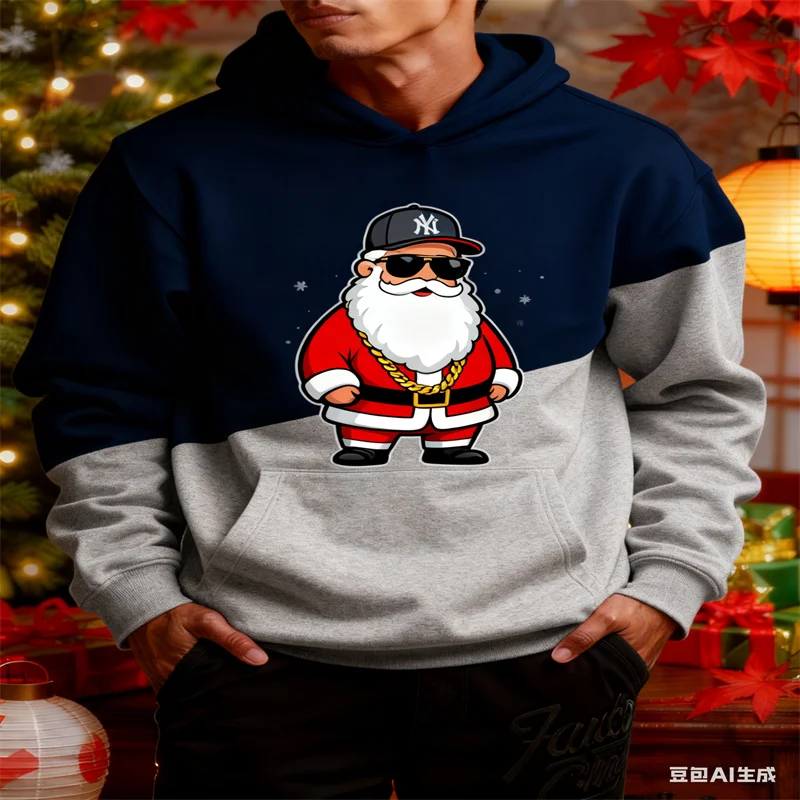 

Christmas Winter Men's Hooded Sweatshirt 3D Funny Santa Claus Print Men And Women Autumn Hoodies New Year Gift Pullover For Man
