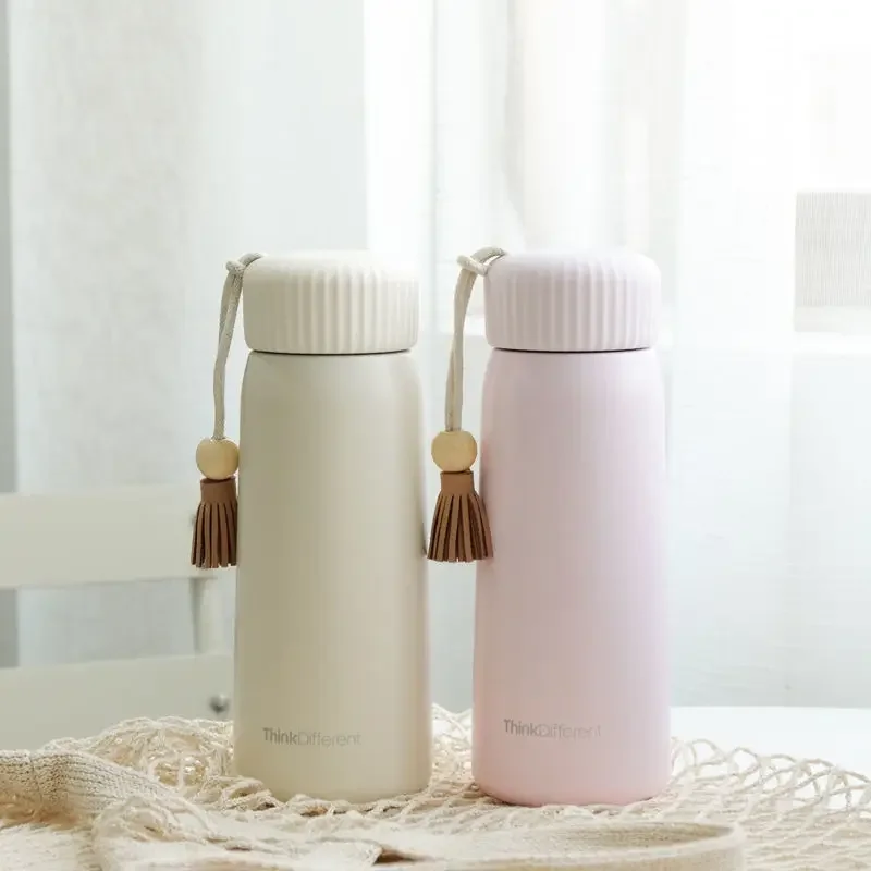 

400 мл/250 мл креативный термос с веревкой милый портативный термос из нержавеющей стали для девочек и студентов термобутылка для воды стакан