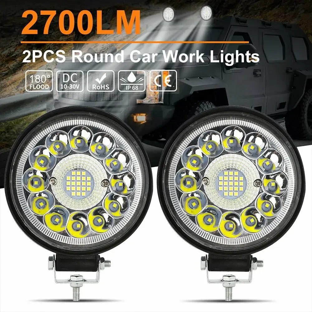 

2Pcs 4.5-inch 99W Car LED Work Light 9V-36V Truck Headlight Round Spotlight Waterproof Lamp Modified Accessories