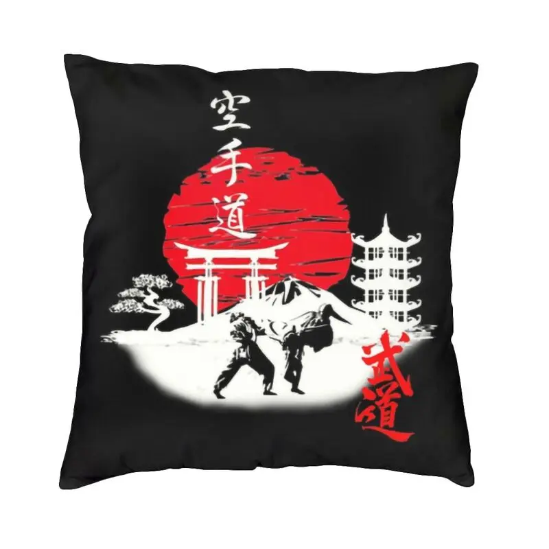 Budo Soul Karate Spirit Throw Pillow Case 40*40cm for Sofa Martial Arts Cushion Cover Velvet Pillowcover Double-sided Printing