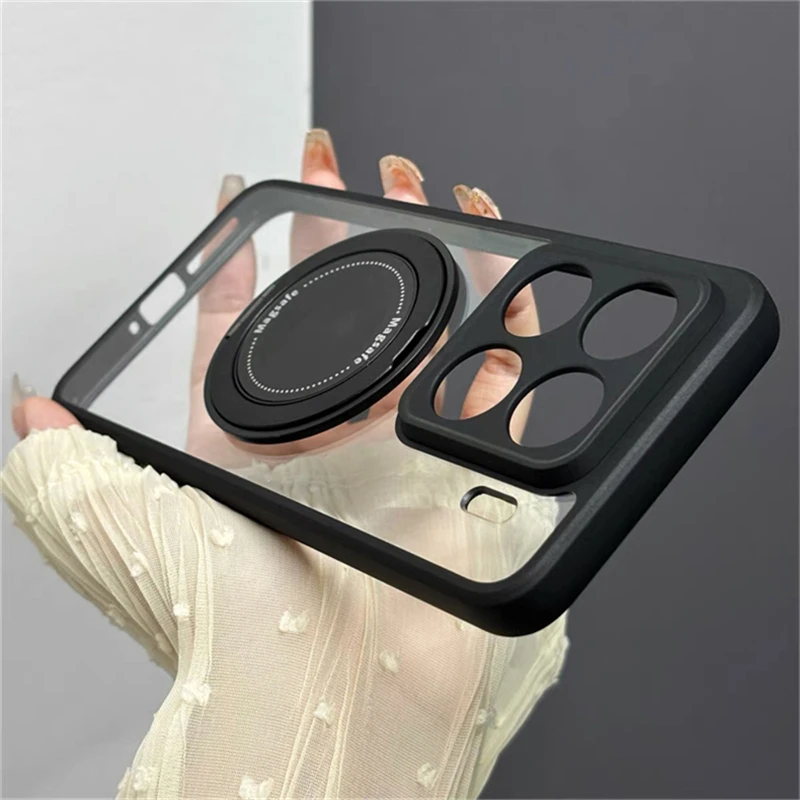 

Magnetic Ring Stand Phone Case for Xiaomi 15T Pro Mi 15T 5G, Matte Transparent Shockproof Bumper Cover Compatible with Holders