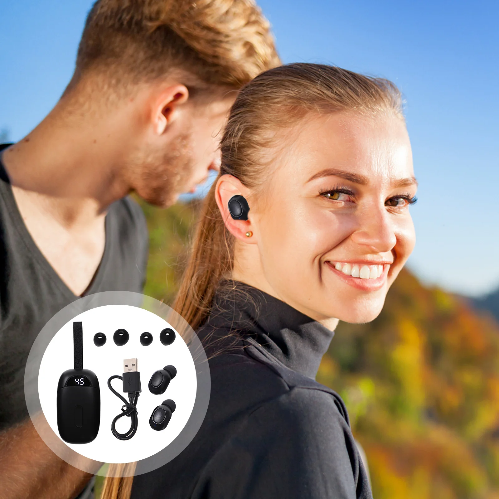 

Stereo Earbuds Sports Headset Waterproof Wireless Earphones for Daily Use Outdoor Activities with Display Call