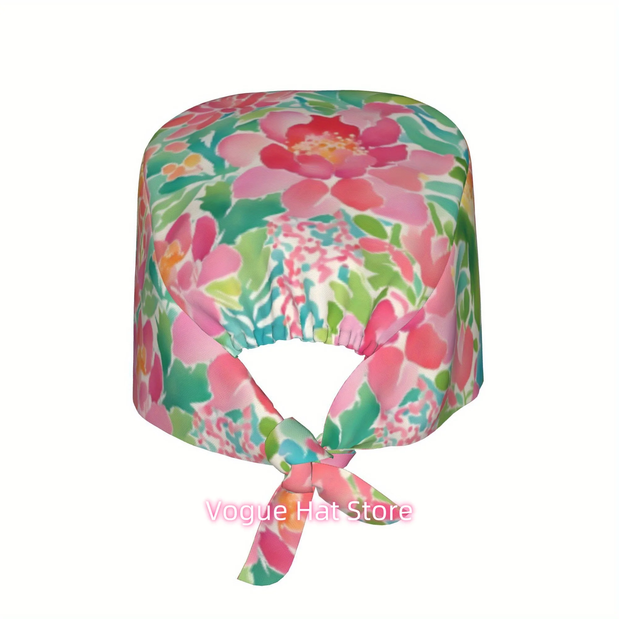 Unisex Watercolor Work Cap - Adjustable Lightweight & Chef Hat with Lace Closure, Color-Coded for Nurses Uniforms, Hygienic for