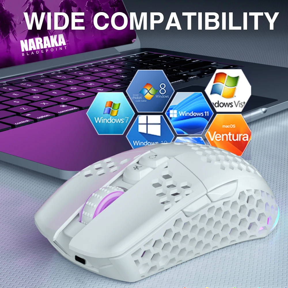 SOLAKAKA SM600 Bluetooth 5.0 Wireless Mouse 2.4G DPI 3200 Gaming Mouse RGB Mouse for Laptop Office Gaming Desktop