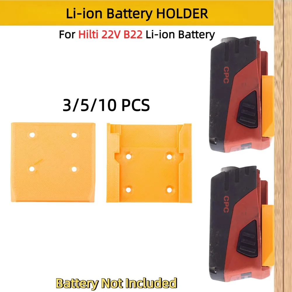 3/5/10 Pcs Li-ion Battery Organizer Wall Mounted Rack for Hilti 22V B22 Lithium Ion Storage Rack Holder(Battery Not Included)