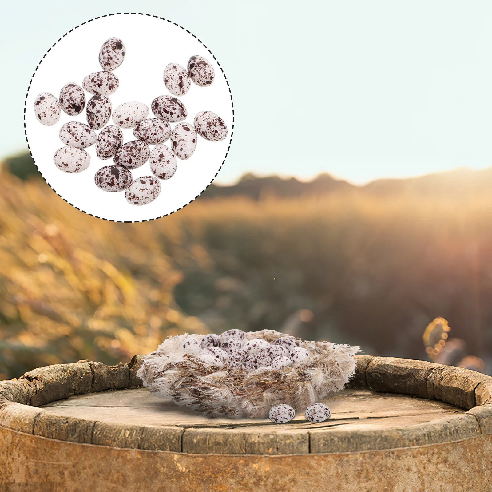 

20Pcs Realistic Quail Egg Figurines Plastic Mini Eggs for Home Garden Desk Ornaments Micro Landscape Decor Small Plastic Eggs