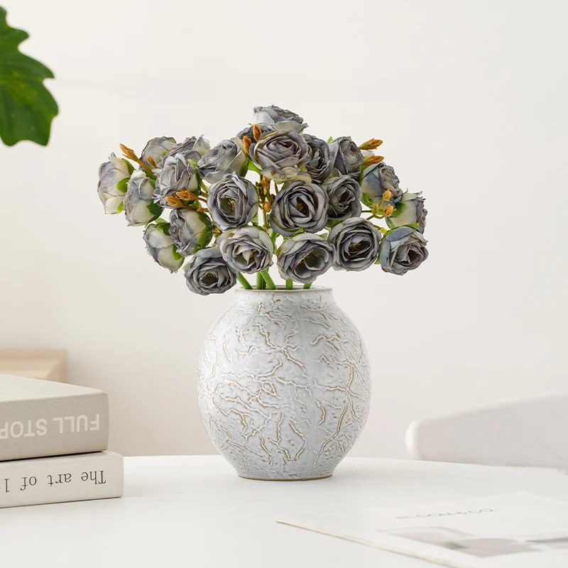 

Ceramic vase, antique wabi-sabi style pottery jar, living room flower arrangement piece, luxurious and high-end feeling