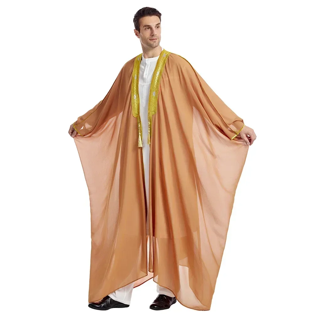 Eid Muslim Men's Jubba Thobe Cardigan Abaya Long Dress Islamic Ramadan Kimono Robe Saudi Arabic Musulman Caftan Dubai Style