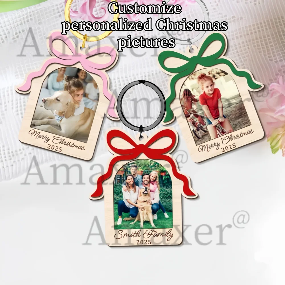 

Customized Bow Photo Strip Personalized Photo Strip Christmas Keychains Family Photo Best Friends Jewelry Gifts Keepsake 2025