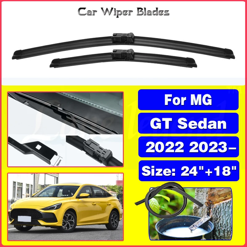 

For MG GT Sedan 2022 2023 1.5L Wiper Blades Car Accessories Front Windscreen Wiper Blade Brushes Cutter 24''+18''