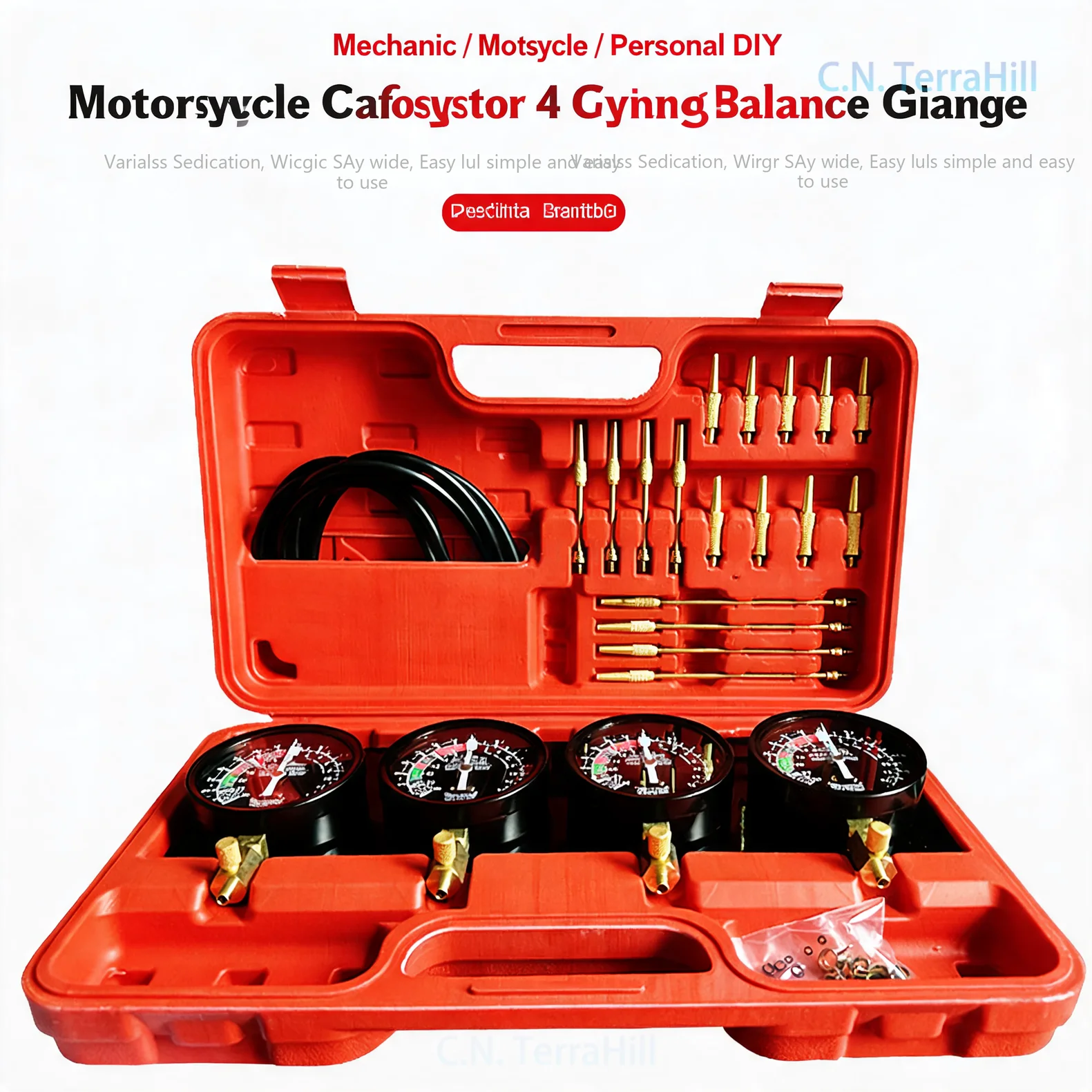 4 Cylinder Motorcycle Carburetor Vacuum Gauge Synchronizer Tool Kit Vacuum Pressure Tester for Engine Tuning