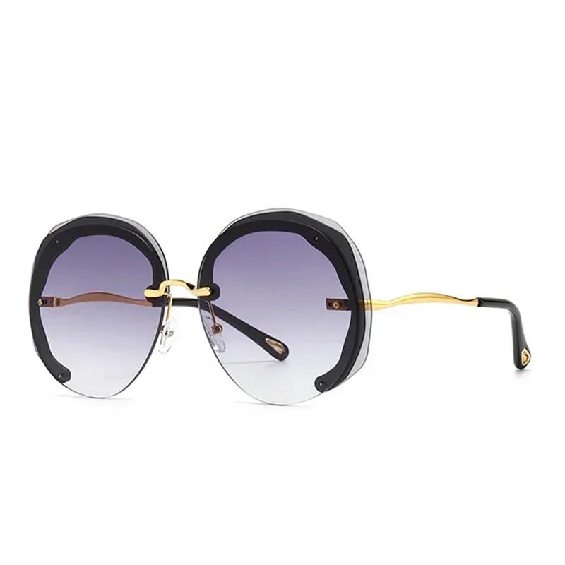 

Oversized Rimless Round Sunglasses Women Clear Ocean Gradient Lens Shades UV400 Trending Men Sun Glasses Lentes De Sol