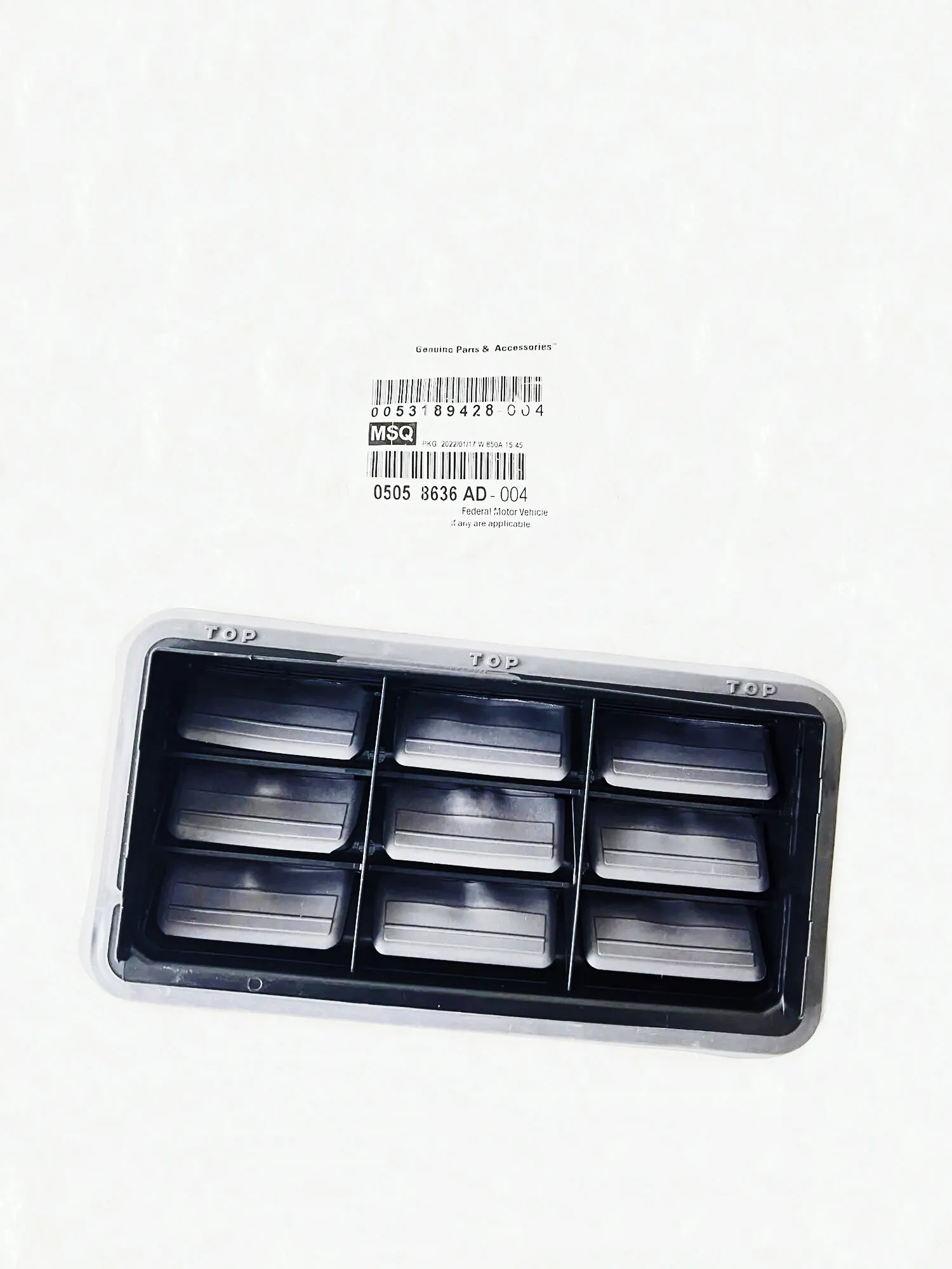 

Tailgate Air Outlet (Body Side Air Outlet),5058636AD, For: Wrangler JK,Compass MK,LX300,Charger LD,Challenger LD, 2011-2026