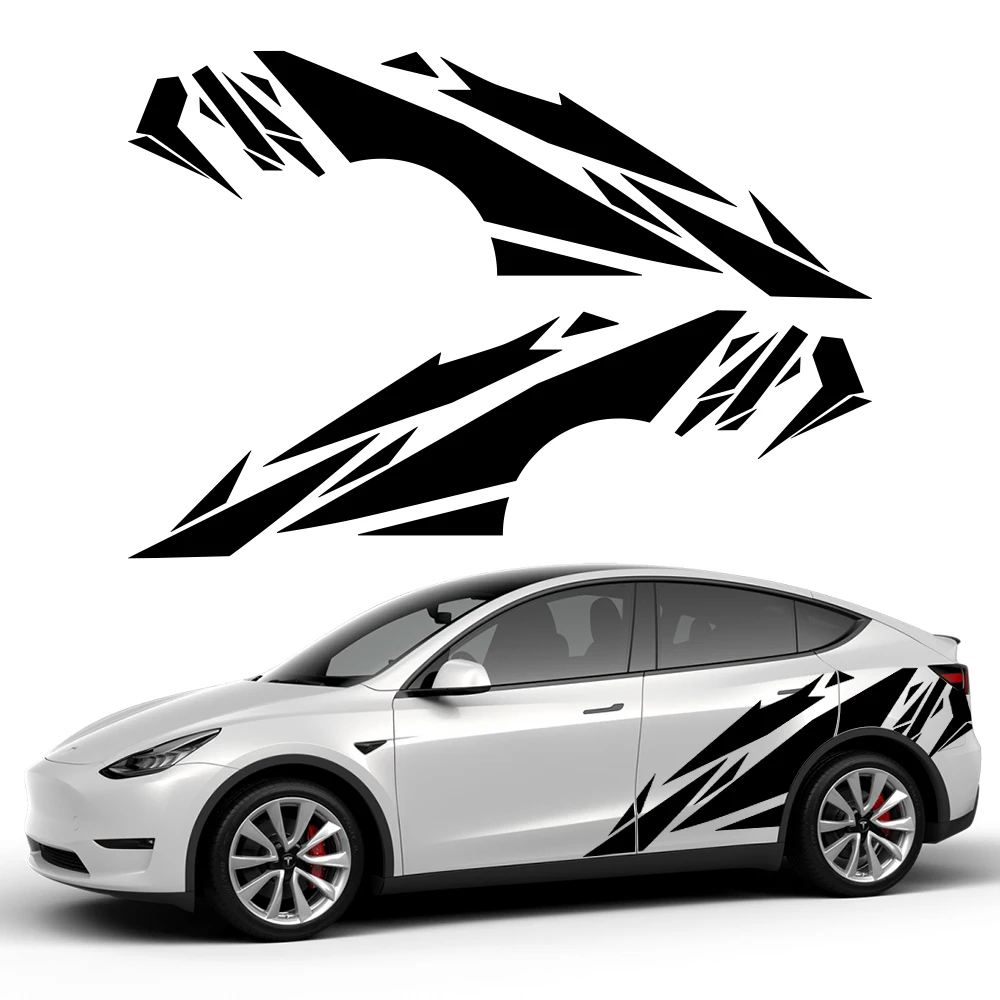 

For Tesla Model Y 2017-2023 Car Side Door Stickers Irregular Graphic Stickers Vinyl Decorative Stickers Car Tuning Accessories
