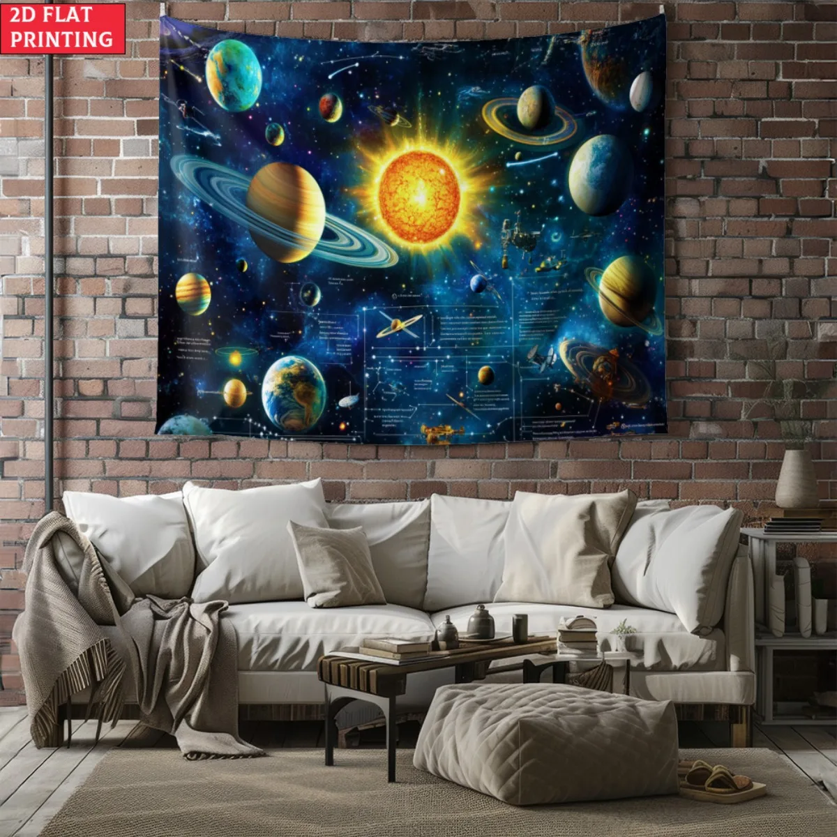 Tapiz de planeta del sistema Solar, arte de pared educativo de ciencia espacial, póster de astronomía, decoración de dormitorio, tapiz de mapa del universo para habitación de niños