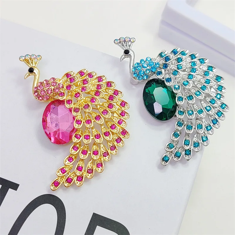 Exquisite Rhinestone Peacock Brooch For Unisex Luxury Colorful Zircon Animal Brooches Clothing Office Accessories Banquet Gifts view 4