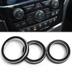 For Jeep Grand For Cherokee 2014-2021 A/C Radio Switch Trim Ring Knob Covers Black Volume Turn Knob Ring Trim Accessories