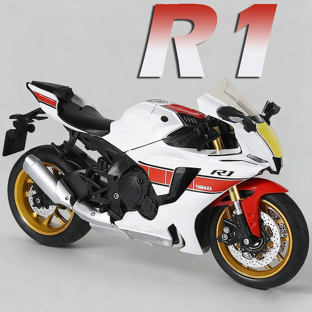 

1:9 R1 R1M Model Motorcycle Toys Alloy Diecast Shock Absorption Front Wheel Steering Exquisite Motorbikes Kids Christmas Gifts