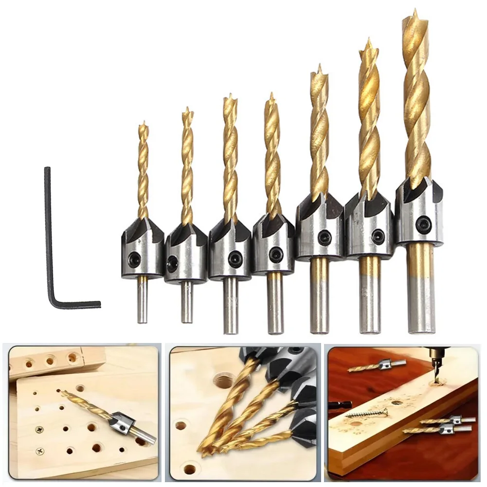 Three Point For Wood Drill Bits Set 7 Pieces 310mm for For Woodworking with Enhanced Chip Flute and Slip Resistant Design