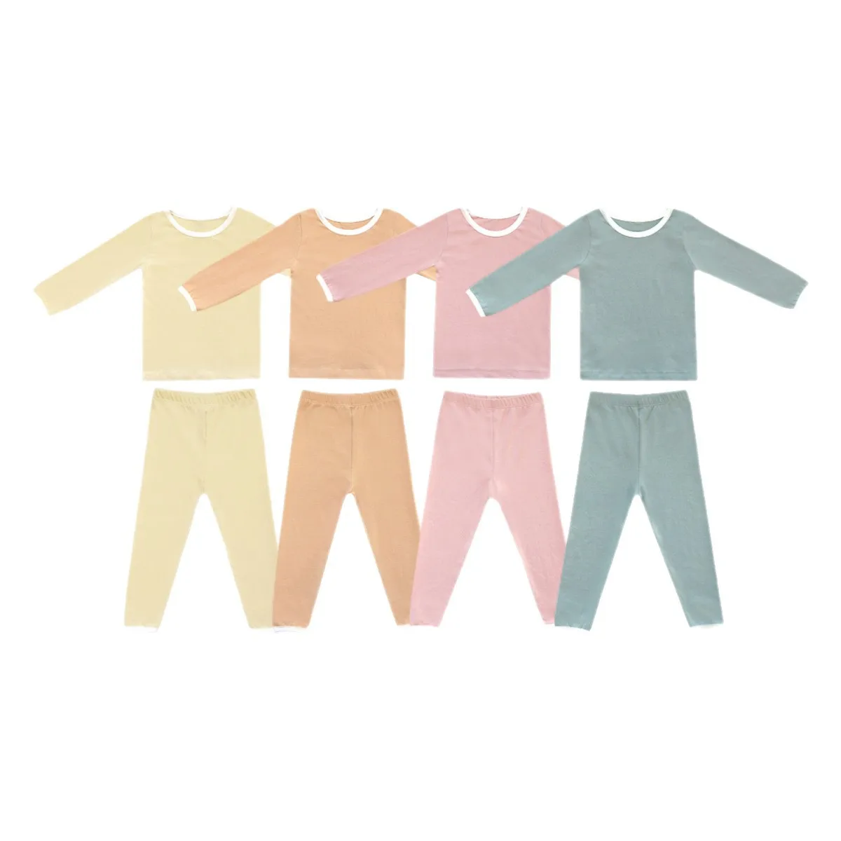 2025年秋新作 ベビー長袖ホームウェアセット 乳幼児女児 無地トップス+パンツ 2点セットスーツ 幼児用コットンソフトパジャマ