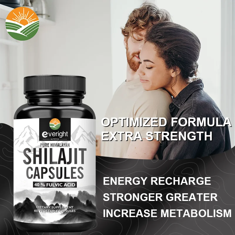 Shilajit Supplement with 40% Fulvic Acid for Male Strength Performance, 6500mg Himalayan 85+ Trace Minerals Health Supplement