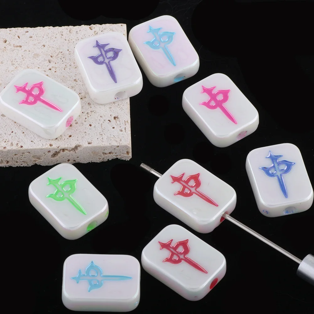 DIY Jewelry Findings Colorful Oil Drop Acrylic Mahjong Shape Ornament Accessories Earring Beading Material 18*24*7mm 80pcs