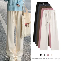 2023 Casual Women Corduroy Long Pants Autumn Winter High Waist Wide Leg Pants Thick Female Long Pants Trousers