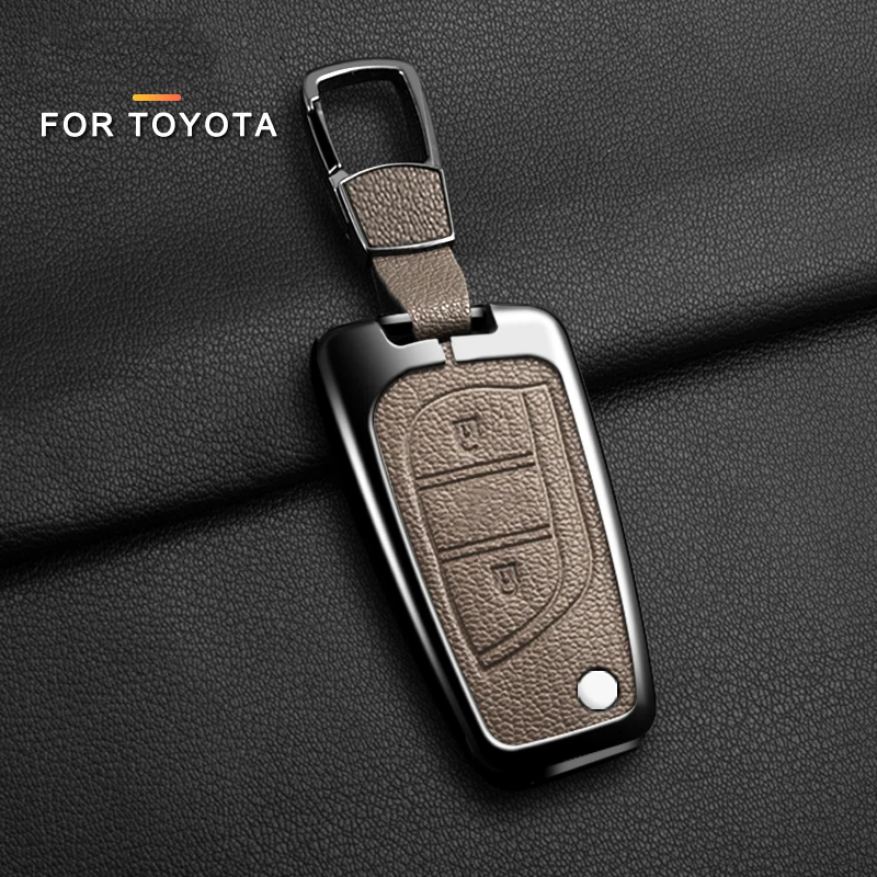 

Alloy Leather Car Remote Key Cover Case for Toyota Yaris Rav4 Highlander Auris Avensis Aygo Scion TC 2015 2016 Auto Accessories