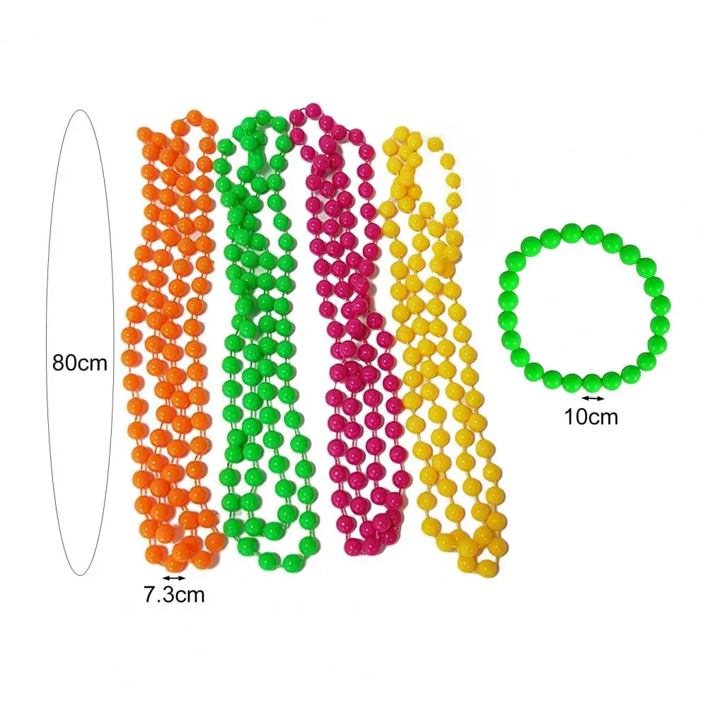 80s Fashion Jewelry 1980s Necklace Neon 1980s Costume Accessory Set Bracelets Necklaces Dress Up Props for Women Fluorescent