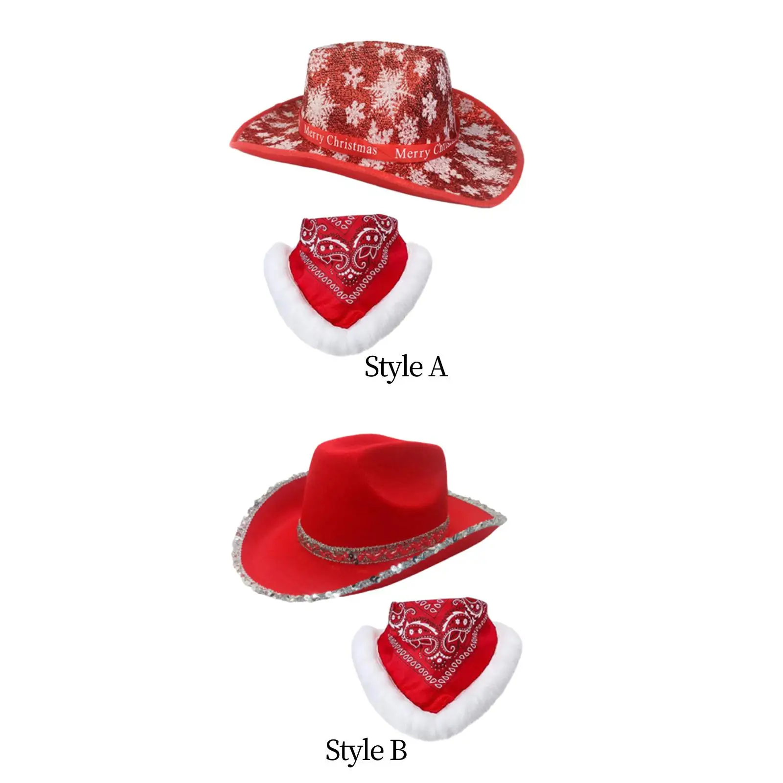 Cappello da cowgirl natalizio Cappello da cowgirl natalizio Cappello a cilindro jazz a tesa larga Moda con