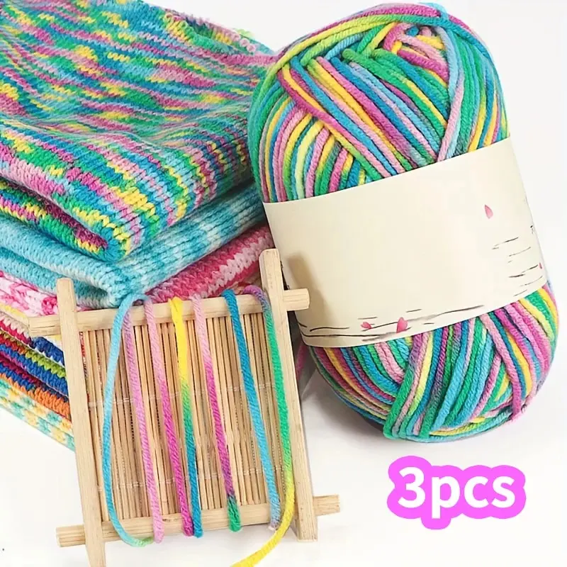 3pcs 150g Colorful Dyed 5-strand Milk Cotton Yarn Handmade DIY Woven Baby Sweater Scarf Thread Self Woven Yarn Ball